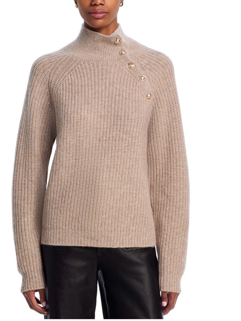 AQUA Cashmere Button Raglan Sleeve Sweater -Size XS